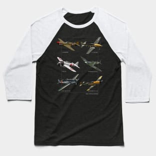 WW2 Fighter Aircraft Warbirds Baseball T-Shirt